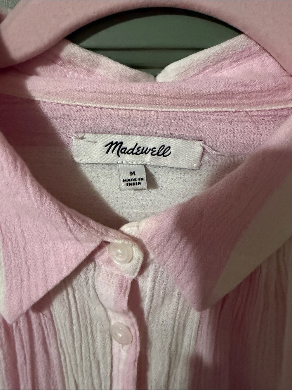 Madewell Pink and White Striped Button Front Top - Picture 2 of 3